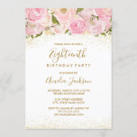 Pink Gold Sparkle Roos 18th Birthday Invitation Kaart<br><div class="desc">Meer elegante florale injecties in de Little Bayleigh Store. we hebben afbeeldingen gebruikt van www.createthecut.com</div>