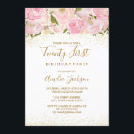 Pink Gold Sparkle Roos 21e verjaardag Kaart<br><div class="desc">Meer elegante florale uitnodigingen in de Little Bayleigh Store! We hebben afbeeldingen gebruikt van www.createthecut.com</div>