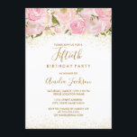 Pink Gold Sparkle Roos 50e verjaardag Kaart<br><div class="desc">Meer elegante florale uitnodigingen in de Little Bayleigh Store! We hebben afbeeldingen gebruikt van www.createthecut.com</div>