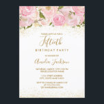 Pink Gold Sparkle Roos 50e verjaardag Kaart<br><div class="desc">Meer elegante florale uitnodigingen in de Little Bayleigh Store! We hebben afbeeldingen gebruikt van www.createthecut.com</div>