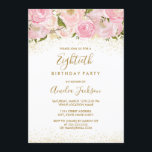 Pink Gold Sparkle Roos 80e verjaardag Kaart<br><div class="desc">Meer elegante florale uitnodigingen in de Little Bayleigh Store! We hebben afbeeldingen gebruikt van www.createthecut.com</div>