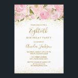 Pink Gold Sparkle Roos 80e verjaardag Kaart<br><div class="desc">Meer elegante florale uitnodigingen in de Little Bayleigh Store! We hebben afbeeldingen gebruikt van www.createthecut.com</div>