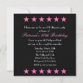 Pink & Gold Star Hollywood Sparkle Uitnodiging (Achterkant)