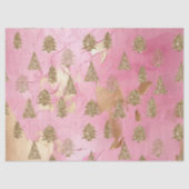 Pink Gold Streaks Glitter Glam Kerstbomen Tissuepapier (Voorkant)