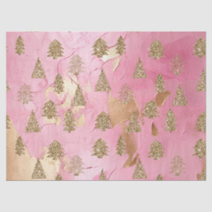 Pink Gold Streaks Glitter Glam Kerstbomen Tissuepapier