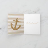 Pink Gold Stripes Glitter Anker Bedankt (Binnen)