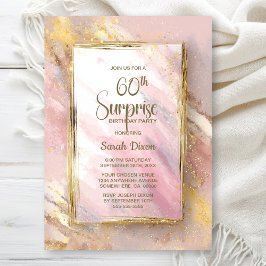 Pink Gold Surprise 60th Birthday Party Kaart