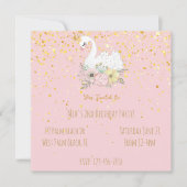 Pink & Gold Swan Princess Girls Birthday party Inv (Voorkant)