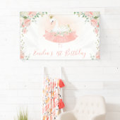 Pink Gold Swan Princess Welcome Birthday Banner (Insitu)