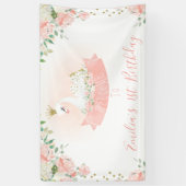 Pink Gold Swan Princess Welcome Birthday Banner (Verticaal)
