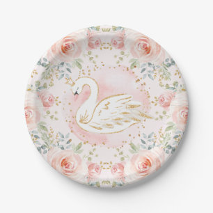 Pink Gold Swan Prinses Baby shower Birthday Decor Papieren Bordje