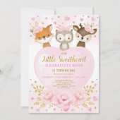 Pink Gold SweeLieverd Woodland Anithday Kaart (Voorkant)