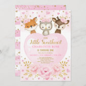 Pink Gold SweeLieverd Woodland Anithday Kaart (Voorkant / Achterkant)