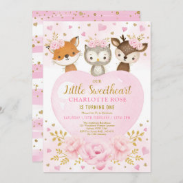 Pink Gold SweeLieverd Woodland Anithday Kaart
