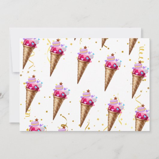 Pink Gold Sweet Ice Cream Birthday Foto Bedankkaart (Achterkant)