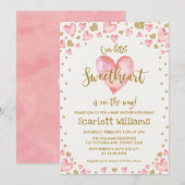 Pink Gold Sweetheart Baby shower Invitation Hearts Kaart (Voorkant / Achterkant)