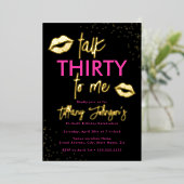 Pink Gold Talk Thirty to Me Luipaard 30e verjaarda Folie Uitnodiging (Staand Voorkant)