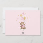 Pink Gold Teddy Bear Hot Air ballon, eerste verjaa Kaart (Achterkant)