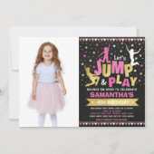 Pink Gold Trampoline Jump Birthday Party Kaart (Voorkant)