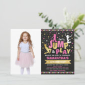 Pink Gold Trampoline Jump Birthday Party Kaart (Staand voorkant)