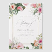 Pink Gold Tropical Beach Destination Wedding Vellum Uitnodigingen (Voorkant)