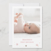 Pink Gold Twinkle Little Star Foto Verjaardag Kaart (Achterkant)