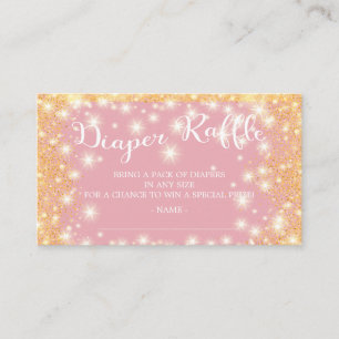 Pink & Gold Twinkle Star Diaper Raffle Ticket Informatiekaartje
