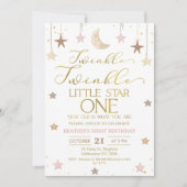 Pink Gold Twinkle Twinkle Little Star Verjaardag Kaart (Voorkant)