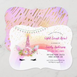 Pink Gold Unicorn FaceIEDERE GEBEURTENIS Kaart