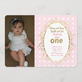 Pink & Gold verjaardagsuitnodigingen | Linten en s Kaart