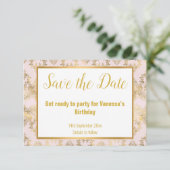 PINK GOLD VICTORIAANS ELEGANT BEWAAR DE DATUM RSVP KAARTJE (Staand voorkant)