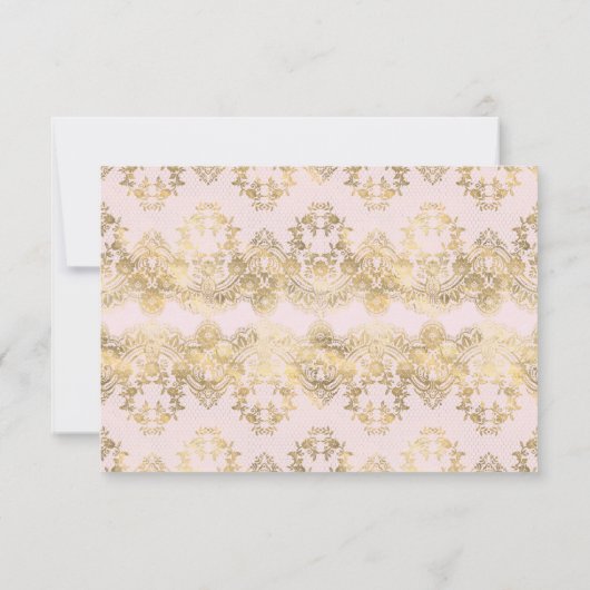 PINK GOLD VICTORIAANS ELEGANT BEWAAR DE DATUM RSVP KAARTJE (Achterkant)