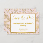 PINK GOLD VICTORIAANS ELEGANT BEWAAR DE DATUM RSVP KAARTJE (Voorkant / Achterkant)