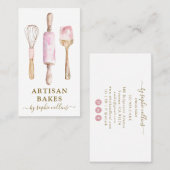 Pink Gold Watercolor Baker Pastry Chef Visitekaartje (Voorkant / Achterkant)