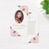 Pink Gold Waterverf Floral Memorial Prayer Kaart (Bureau)