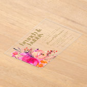 Pink Gold Waterverf Floral Vrijgezellenfeest Brunc Acryl Uitnodigingen (Laagn)