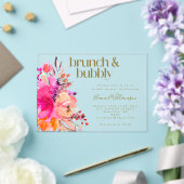 Pink Gold Waterverf Floral Vrijgezellenfeest Brunc Acryl Uitnodigingen (Insitu (Huwelijk))