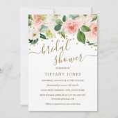 Pink Gold Waterverf Floral Vrijgezellenfeest Kaart (Voorkant)
