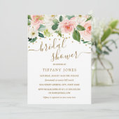 Pink Gold Waterverf Floral Vrijgezellenfeest Kaart (Staand voorkant)