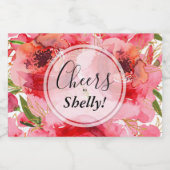 Pink Gold Waterverf Floral Vrijgezellenfeest Mini Sparkling Wijnetiket (Enkel label)