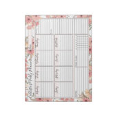 Pink Gold Waterverf Floral Weekly Custom Planner Notitieblok (Linkerzijde)