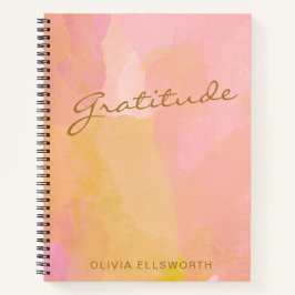 Pink Gold Waterverf Gepersonaliseerd Gratitude Jou Notitieboek