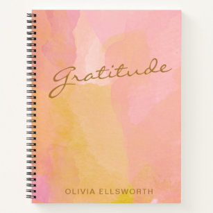 Pink Gold Waterverf Gepersonaliseerd Gratitude Jou Notitieboek