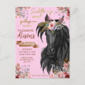 Pink Gold Waterverf paardenverjaardagscooter Briefkaart (Voorkant)