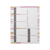 Pink & Gold Waterverf Paint Stripe Weekpatroon Notitieblok (Linkerzijde)