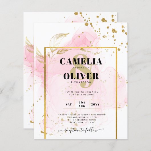 PINK GOLD WEDDING Alcohol Inkt Abstract (Voorkant / Achterkant)