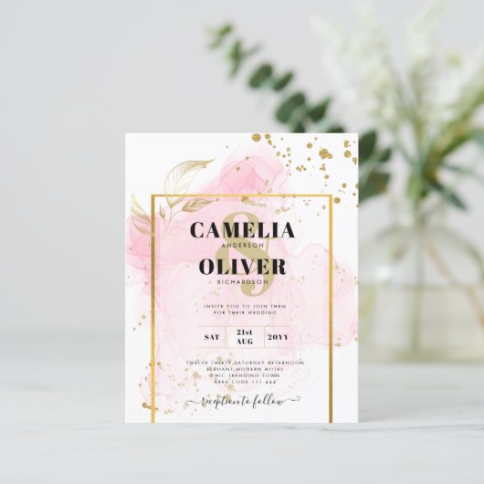 PINK GOLD WEDDING Alcohol Inkt Abstract (Staand voorkant)