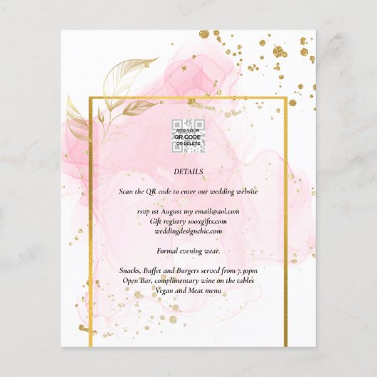 PINK GOLD WEDDING Alcohol Inkt Abstract (Achterkant)