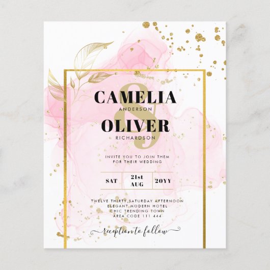 PINK GOLD WEDDING Alcohol Inkt Abstract (Voorkant)