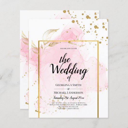 PINK GOLD WEDDING Alcohol Inkt Abstract (Voorkant / Achterkant)